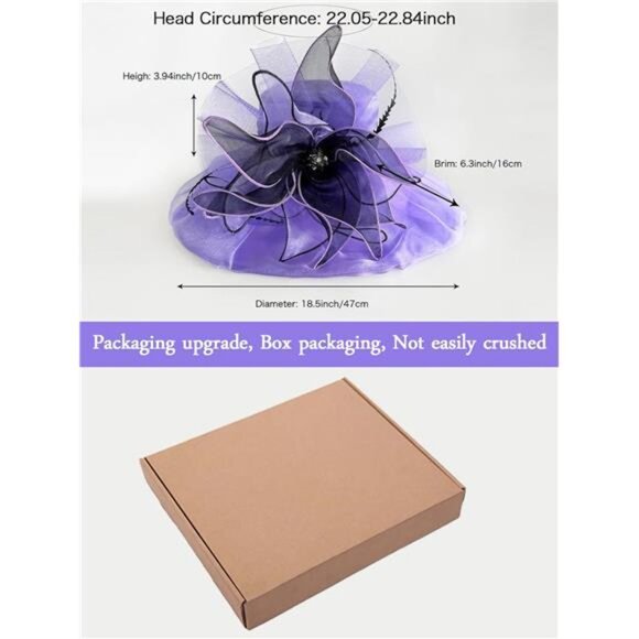 Women Organza Church Tea Party Hats Floral Purple